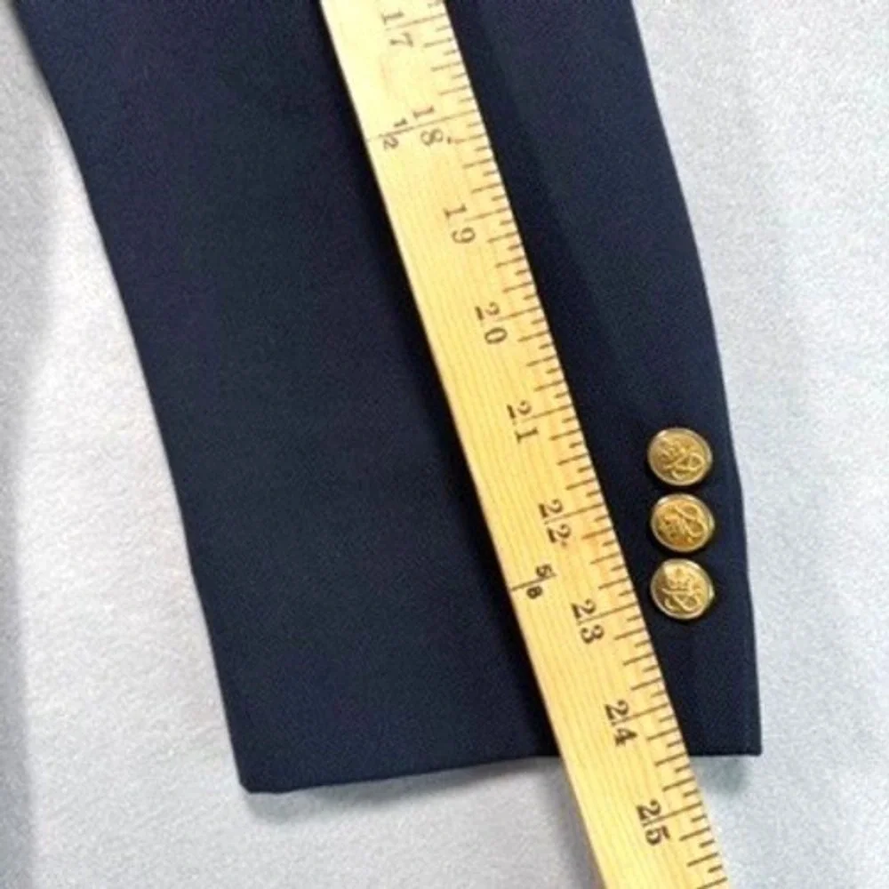 VTG Stafford Navy Blue Sport Coat Blazer Gold Crest Buttons 42R Ivy League
